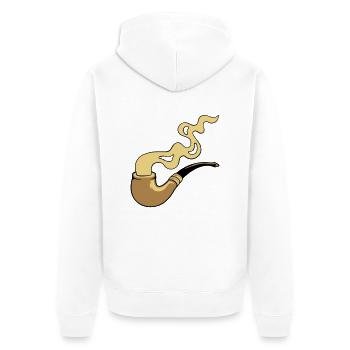 Smoke Tobacco Pipe Smoke - Unisex Premium Organic Zip Hoodie - white - Back - Thijin (182cm)
