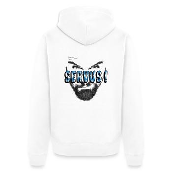 Servus bayrisch dialekt - Unisex Premium Bio Zip Hoodie - Weiß - Hinten - Thijin (182cm)