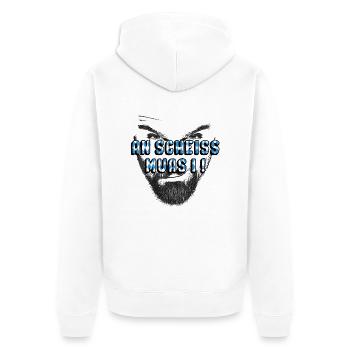 An scheiss muas i bayrisch dialekt - Unisex Premium Bio Zip Hoodie - Weiß - Hinten - Thijin (182cm)