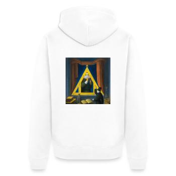 Secret Symbolism - Unisex Premium Organic Zip Hoodie - white - Back - Thijin (182cm)