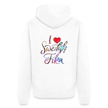 Schweden Schweden Viking Norden Skandinavien fika - Unisex Premium Bio Zip Hoodie - Weiß - Hinten - Thijin (182cm)