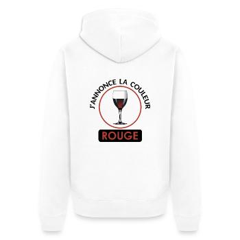 annonce couleur vin rouge alcool humour tenir tien - Veste à capuche bio Premium Unisexe - blanc - Dos - Thijin (182cm)