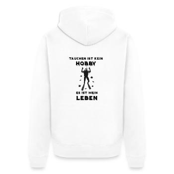 TAUCHEN ist kein HOBBY - es ist mein LEBEN - Unisex Premium Bio Zip Hoodie - Weiß - Hinten - Thijin (182cm)