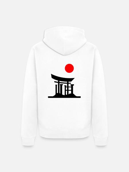 Japan Gate Silhouette 01 - Unisex Premium Organic Zip Hoodie - white