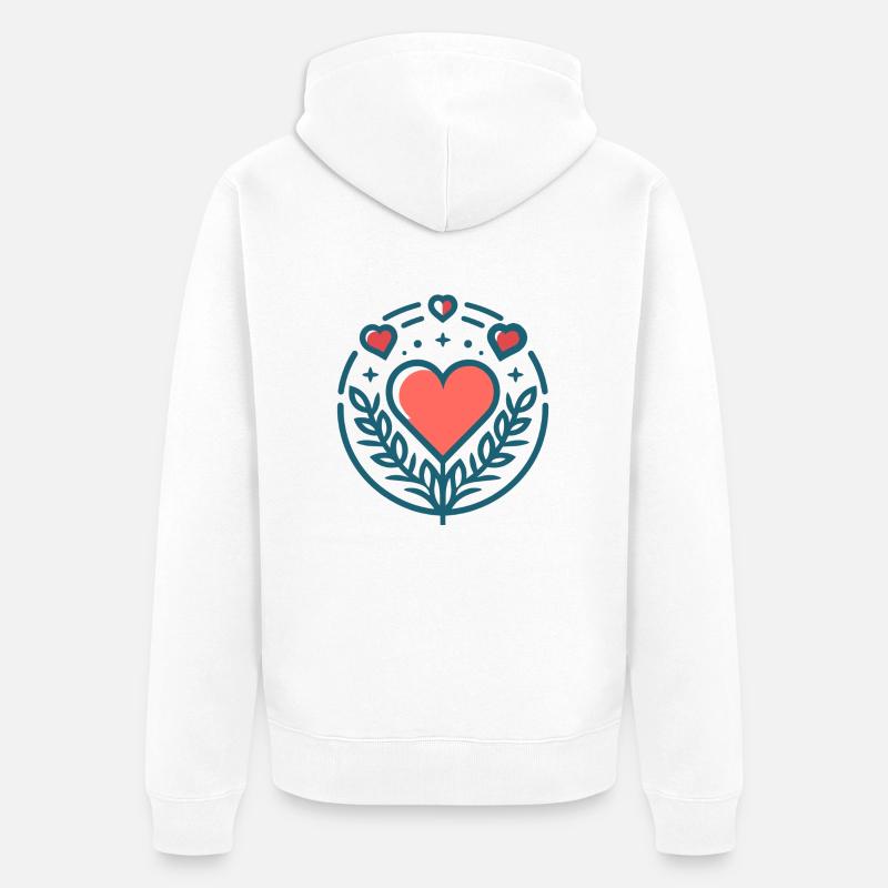 Saint-Valentin - Veste à capuche bio Premium Unisexe - blanc