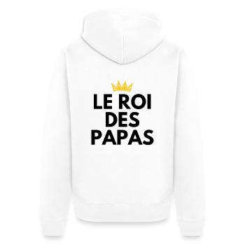 Der König der Väter - Papa Geschenkidee - Unisex Premium Bio Zip Hoodie - Weiß - Hinten - Thijin (182cm)