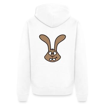Rabbit looks squints grimace funny silly smile - Unisex Premium Organic Zip Hoodie - white - Back - Thijin (182cm)