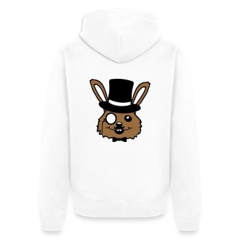 Sir Bunny Monocle Lunettes Barbe Chapeau haut de forme M. M. - Veste à capuche bio Premium Unisexe - blanc - Dos - Thijin (182cm)