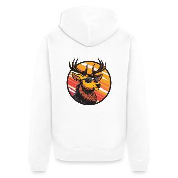 Hirsch Cool - Unisex Premium Bio Zip Hoodie - Weiß - Hinten - Thijin (182cm)