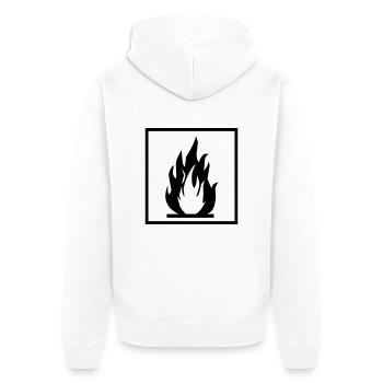 Brennbar flammable - Unisex Premium Bio Zip Hoodie - Weiß - Hinten - Thijin (182cm)