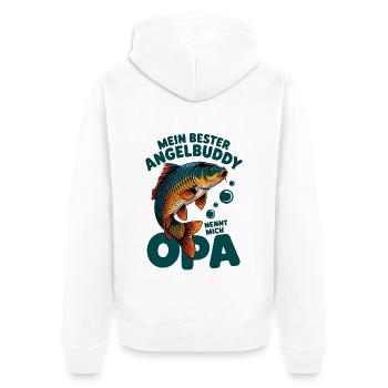 Angeln mit Enkeln Angel Opa Angelbuddy - Unisex Premium Bio Zip Hoodie - Weiß - Hinten - Thijin (182cm)