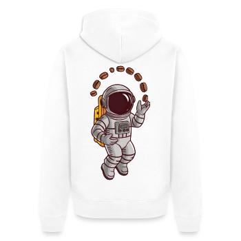 Astronaut Kaffee Kaffeebohnen Weltall Weltraum All - Unisex Premium Bio Zip Hoodie - Weiß - Hinten - Thijin (182cm)