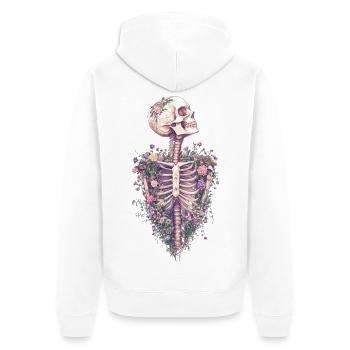 Cage thoracique florale - Veste à capuche bio Premium Unisexe - blanc - Dos - Thijin (182cm)
