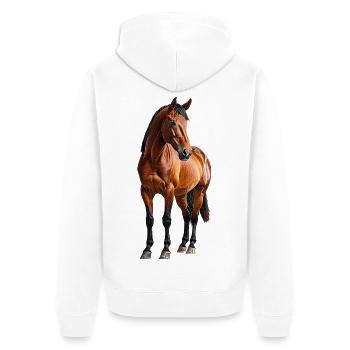 Pferd - Unisex Premium Bio Zip Hoodie - Weiß - Hinten - Thijin (182cm)