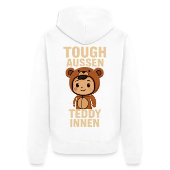 Tough außen Teddy innen | Bärenkostüm - Unisex Premium Bio Zip Hoodie - Weiß - Hinten - Thijin (182cm)