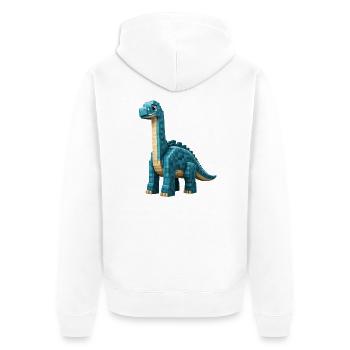 Pixel Brontosaurus - Unisex Premium Organic Zip Hoodie - white - Back - Thijin (182cm)