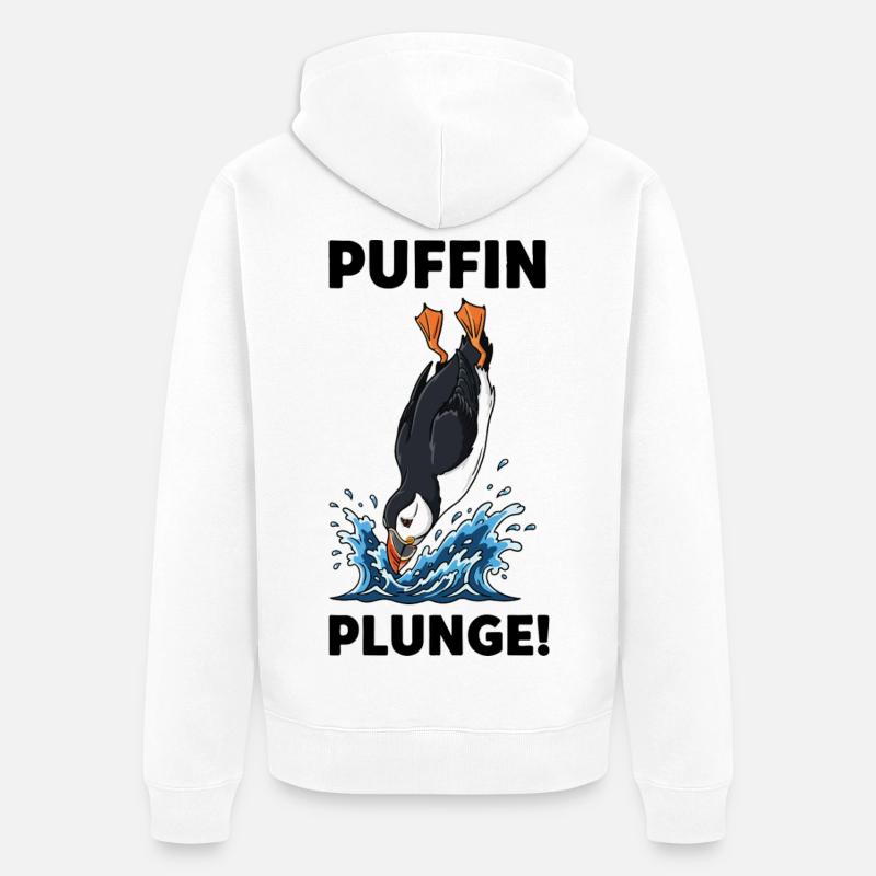 Macareux Moine Plongeon Mer Plunge Puffin - Veste à capuche bio Premium Unisexe - blanc