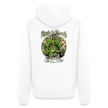   chill immer - Unisex Premium Bio Zip Hoodie - Weiß - Hinten - Thijin (182cm)