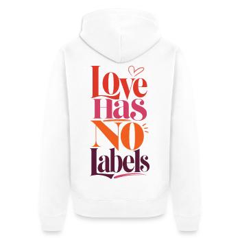 Love Has No Labels LGBTQ Statement Retro CSD Fans - Unisex Premium Organic Zip Hoodie - white - Back - Thijin (182cm)