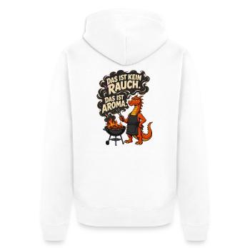 Das ist kein Rauch Das ist Aroma – Drache Grill - Unisex Premium Bio Zip Hoodie - Weiß - Hinten - Thijin (182cm)