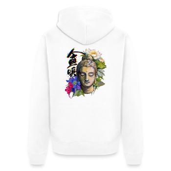 Lotus-Geisteszustand - Unisex Premium Bio Zip Hoodie - Weiß - Hinten - Thijin (182cm)