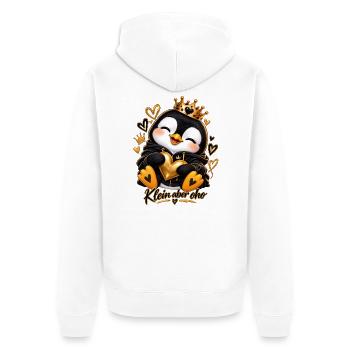 Kleiner Königspinguin Herzenglanz - Unisex Premium Bio Zip Hoodie - Weiß - Hinten - Thijin (182cm)