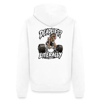 Kreuzheben – Skeleton Gym - Unisex Premium Bio Zip Hoodie - Weiß - Hinten - Thijin (182cm)