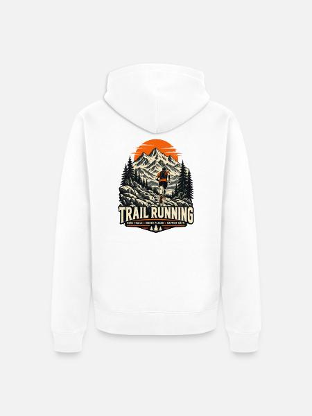 Trailrunning – Berge und Wege - Unisex Premium Bio Zip Hoodie - Weiß