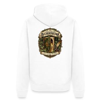 Gesellschaft der Bücherfreunde - Unisex Premium Bio Zip Hoodie - Weiß - Hinten - Thijin (182cm)
