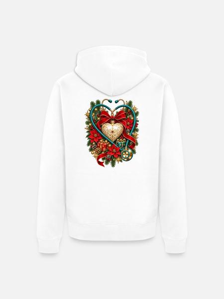 Weihnachts-Krankenschwester-Stethoskop-Herz - Unisex Premium Bio Zip Hoodie - Weiß