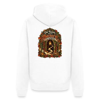 Die Kunst, sich in Büchern zu verlieren - Unisex Premium Bio Zip Hoodie - Weiß - Hinten - Thijin (182cm)