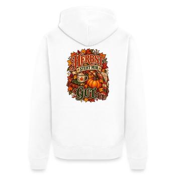 Herbst steht mir gut - Unisex Premium Bio Zip Hoodie - Weiß - Hinten - Thijin (182cm)