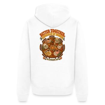 Zusammen schmeckt's am besten - Unisex Premium Bio Zip Hoodie - Weiß - Hinten - Thijin (182cm)
