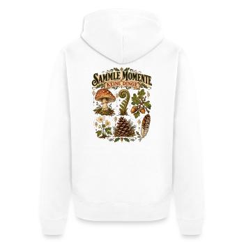 Sammle Momente, keine Dinge - Unisex Premium Bio Zip Hoodie - Weiß - Hinten - Thijin (182cm)