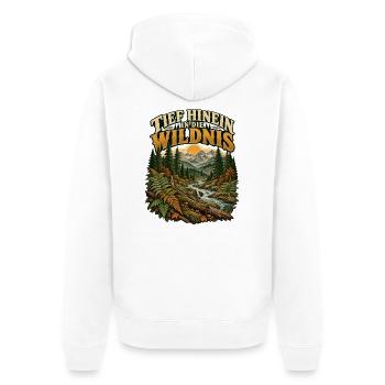 Tief hinein in die Wildnis - Unisex Premium Bio Zip Hoodie - Weiß - Hinten - Thijin (182cm)