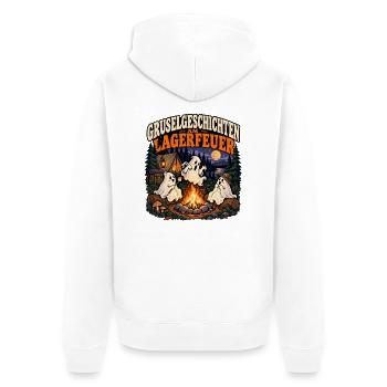 Gruselgeschichten am Lagerfeuer - Unisex Premium Bio Zip Hoodie - Weiß - Hinten - Thijin (182cm)