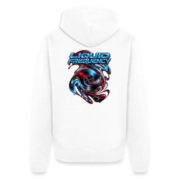 Flüssigfrequenz-Flüssigvinyl - Unisex Premium Bio Zip Hoodie - Weiß - Hinten - Thijin (182cm)