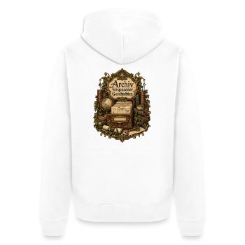 Archiv vergessener Geschichten - Unisex Premium Bio Zip Hoodie - Weiß - Hinten - Thijin (182cm)