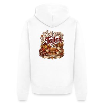 Zeit zum Teilen - Unisex Premium Bio Zip Hoodie - Weiß - Hinten - Thijin (182cm)