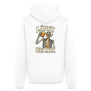 Läuft bei mir Skelett Bier lustig Biertrinker - Unisex Premium Bio Zip Hoodie - Weiß - Hinten - Thijin (182cm)
