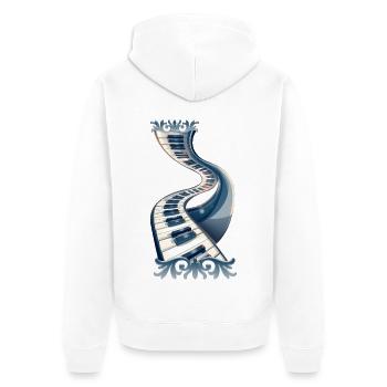 L’élégance des touches de piano et des fleurs. - Veste à capuche bio Premium Unisexe - blanc - Dos - Thijin (182cm)