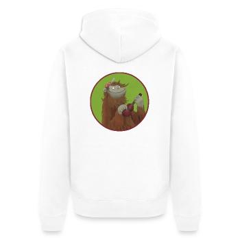 Affe mit Ukulele - Unisex Premium Bio Zip Hoodie - Weiß - Hinten - Thijin (182cm)