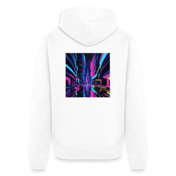 Future City 1 - Unisex Premium Bio Zip Hoodie - Weiß - Hinten - Thijin (182cm)