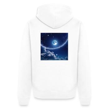 Klarer Nachthimmel - Unisex Premium Bio Zip Hoodie - Weiß - Hinten - Thijin (182cm)