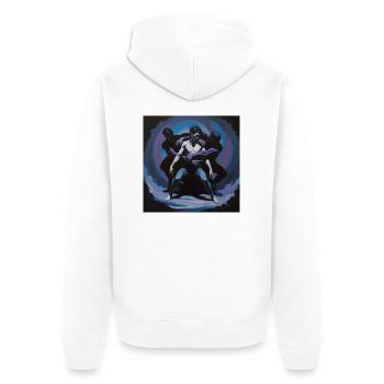 Innere Dämonen – im Griff der Schatten - Unisex Premium Bio Zip Hoodie - Weiß - Hinten - Thijin (182cm)