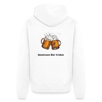 Gemeinsam Bier trinken - Unisex Premium Bio Zip Hoodie - Weiß - Hinten - Thijin (182cm)