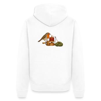 Rotkehlchen wickelt Garn - Unisex Premium Bio Zip Hoodie - Weiß - Hinten - Thijin (182cm)