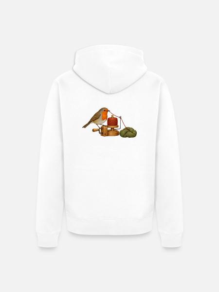 Rotkehlchen wickelt Garn - Unisex Premium Bio Zip Hoodie - Weiß