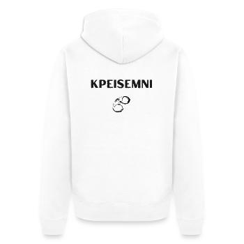 KPEISEMNI – Antwerp Borders Shirt - Unisex Premium Organic Zip Hoodie - white - Back - Thijin (182cm)