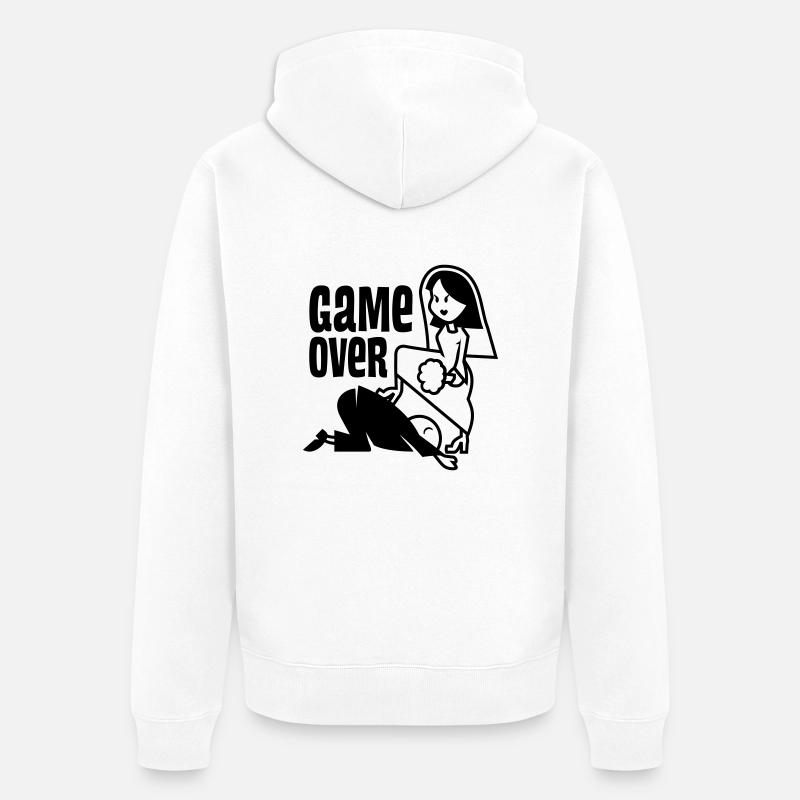 vl050a_gameover_1c - Unisex Premium Bio Zip Hoodie - Weiß